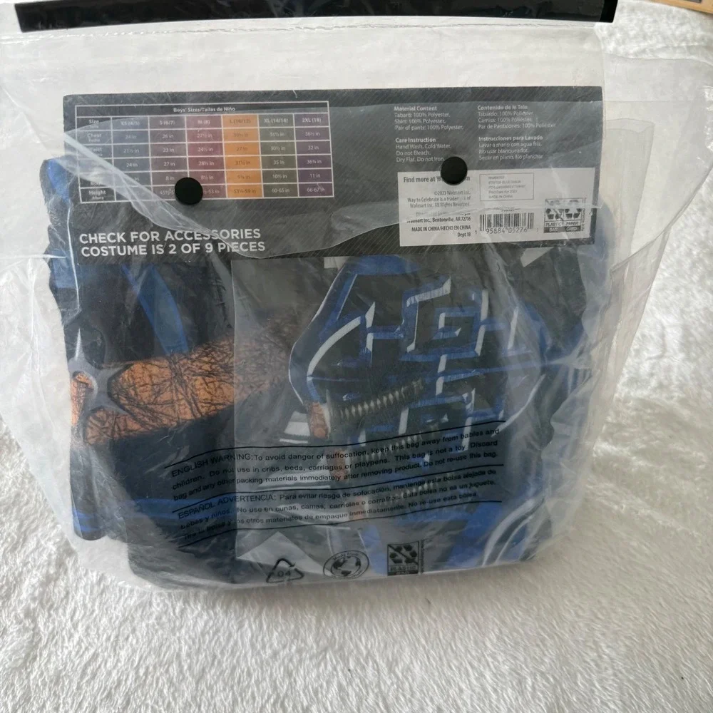 Way to Celebrate Blue Battle Ninja Costume Boys Size M 8 Blue Black 9pc Set